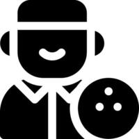 A bowling icon with a man holding a ball vector