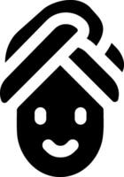 A black and white image of a man with a towel on his head vector