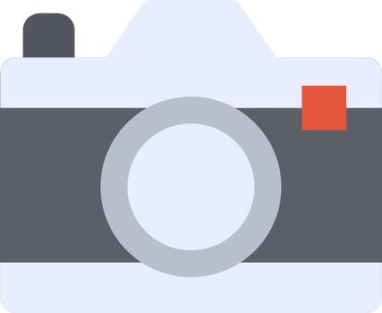 A camera icon with a red button vector