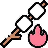 A marshmallow and a fire on a stick vector
