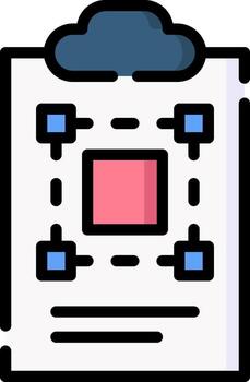 un portapapeles con un cuadrado y un rojo cuadrado vector