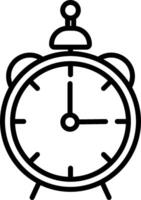 An alarm clock is shown in a black and white drawing vector