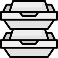 A stack of three takeout containers on a white background vector