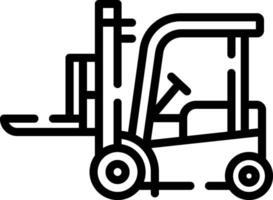 A forklift truck is shown in black and white vector
