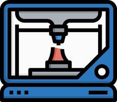 A 3d printer is shown in a blue and white background vector