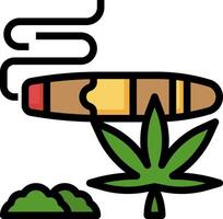 A marijuana leaf and a cigar with smoke coming out of it vector