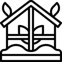 A black and white house with a tree in the middle vector
