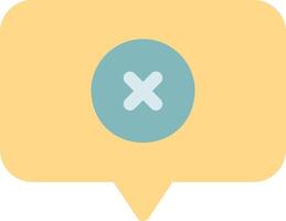 An x symbol on a yellow speech bubble vector