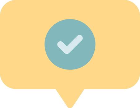 A speech bubble with a tick mark on it vector