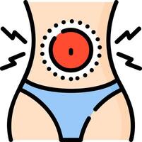 A woman's stomach with a red button on it vector