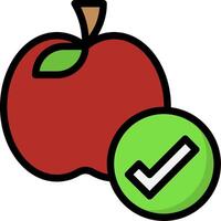 An apple with a tick and a check mark vector