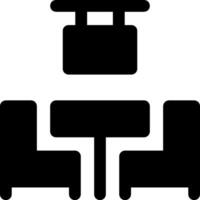 A black and white image of a table and chairs vector