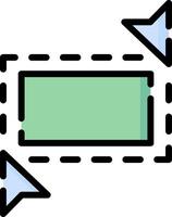 A green rectangle with two arrows pointing to it vector