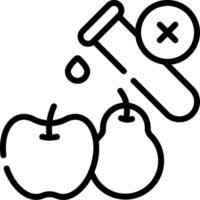 A line drawing of an apple and a test tube vector