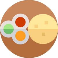 A round icon with a slice of pizza and a slice of bread vector