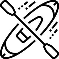 A black and white image of a kayak with paddles vector