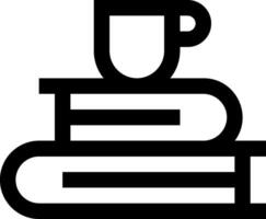 A black and white logo of a cup of coffee on top of books vector
