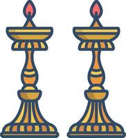 Two golden candles on a white background vector