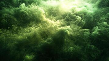 Ethereal green smoke swirling gracefully against a dark background in a mysterious atmosphere photo