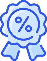 A blue ribbon with a percentage sign on it vector