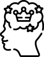 A black and white outline of a head with a crown on it vector