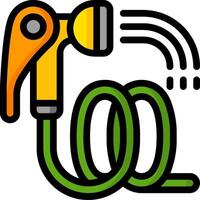 A green hose with a nozzle attached to it vector