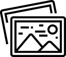 A black and white image of a computer screen with a mountain in the background vector