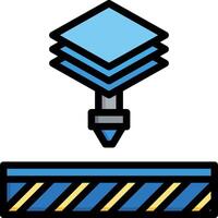 A blue and yellow construction tool with a blue square vector