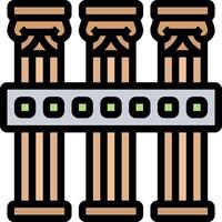 A line of three columns with green dots vector