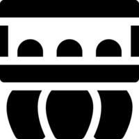 A black and white icon of a barrel vector