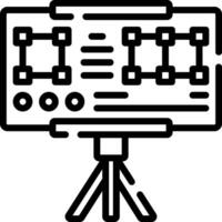 A black and white image of a projector on a tripod vector
