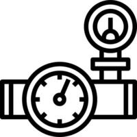 A black and white illustration of a valve with a gauge vector