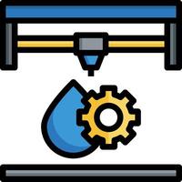 A 3d printer with a blue drop and a gear vector
