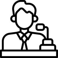 A man in a suit and tie is sitting at a podium vector