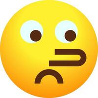 A yellow emoticion with a nose vector