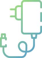 A green and blue cord connected to a power adapter vector