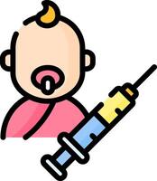 A baby with an injection in its mouth vector