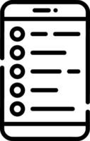 A black and white icon of a checklist vector