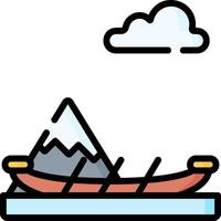 A boat with a mountain in the background vector