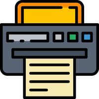 A printer with paper and a sheet of paper vector