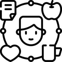 A black and white image of a person surrounded by icons vector
