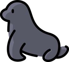 A cartoon seal sitting on the ground vector