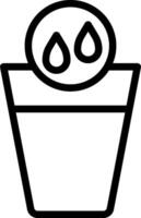A black and white icon of a flower pot with two drops vector