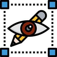 An eye with a pencil and a square frame vector