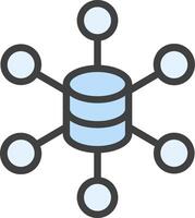 A database with several circles connected to each other vector