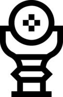 A black and white icon of a cross on top of a cup vector