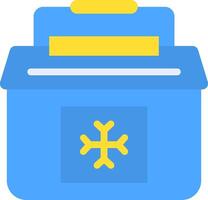 A blue box with a yellow snowflake on it vector