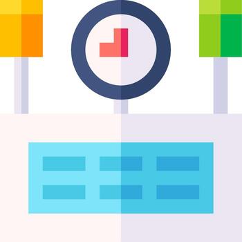 A flat icon of a clock and a table vector