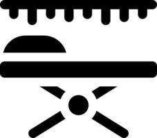 A black and white icon of a table with a knife vector
