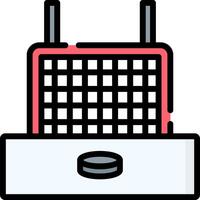 A hockey puck on a rack with a net vector
